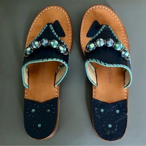 Gorgeous Angela Moore Leather Sandals Embellished w/Beads